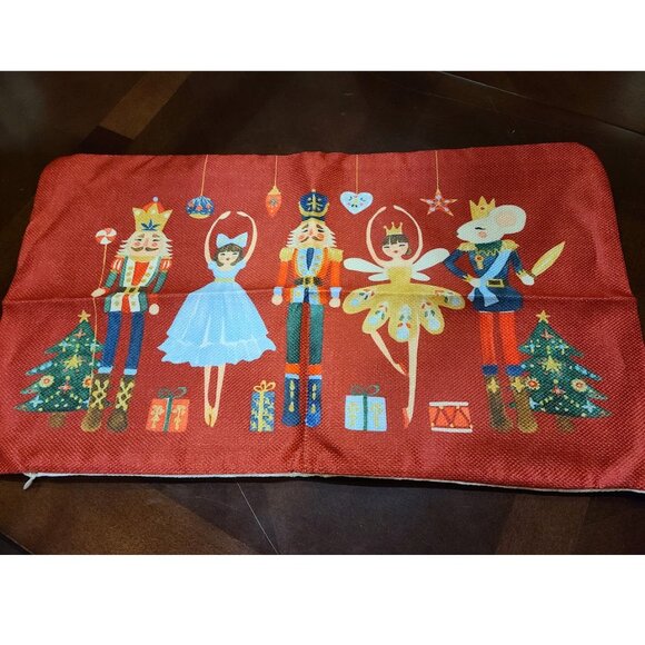 Nutcracker Christmas Pillow Cover Red Decorative Accent Case Xmas Holiday Decor - Picture 2 of 9
